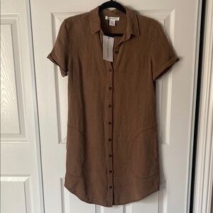 Lucky Brand Brown Button-Up Dress